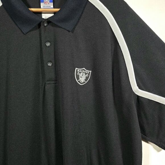 Vtg Reebok NFL Team Apparel Polo Oakland Raiders Mens‎ 2XL Black Shirt Las Vegas - Picture 3 of 10
